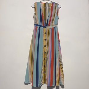 Bibi | Colorful Striped Sleeveless Dress | Size Medium